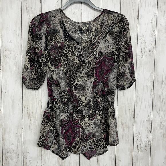 Fashion Bug Vintage 2 Piece Flowy Shirt Skirt Set Fairy Paisley Animal Print - Picture 4 of 16